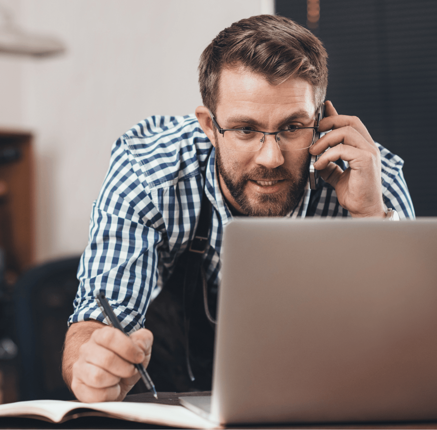 Business owner working on a laptop